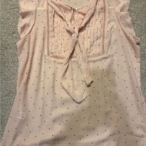 LOFT Light Pink Blouse with Navy Dots